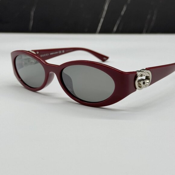 NEW GUCCI GG1662SA 006 SUNGLASSES WOMEN BURGUNDY OVAL EYEWEAR - Picture 5 of 10